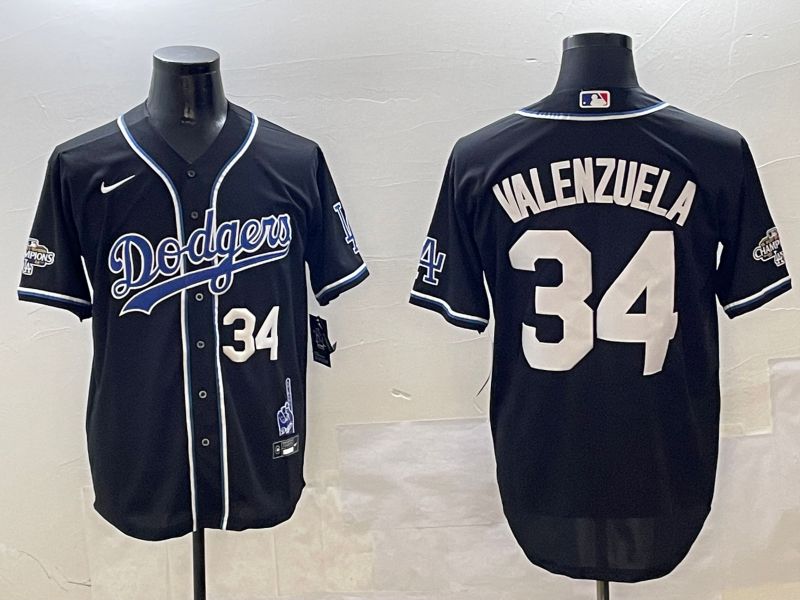 Men Los Angeles Dodgers #34 Valenzuela Black Fashion Game 2025 Nike MLB Jersey style 3068->los angeles dodgers->MLB Jersey